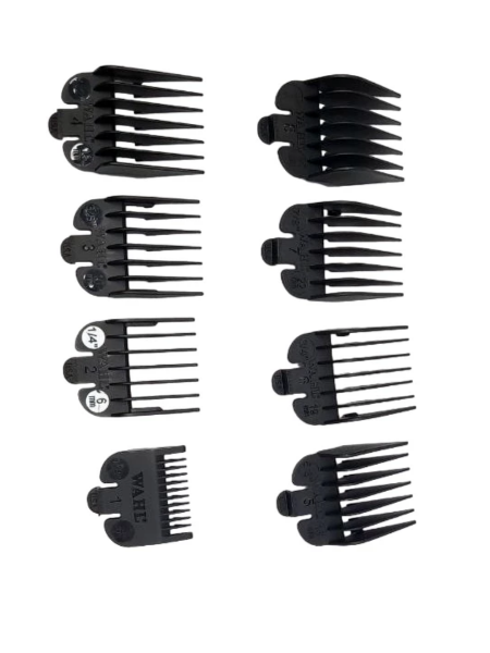 Набор пластиковых насадок для машинок Wahl черный, 8 шт